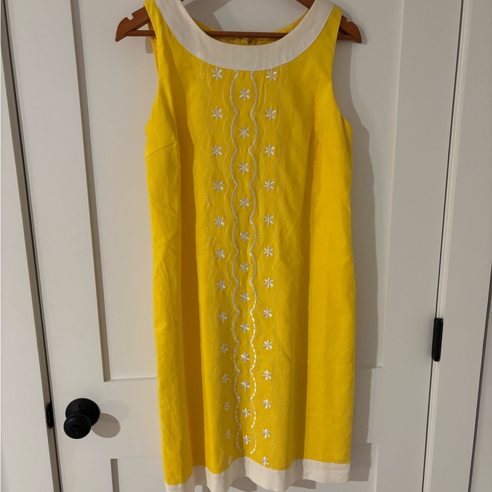 Chadwicks Yellow Dress with White Floral Detail